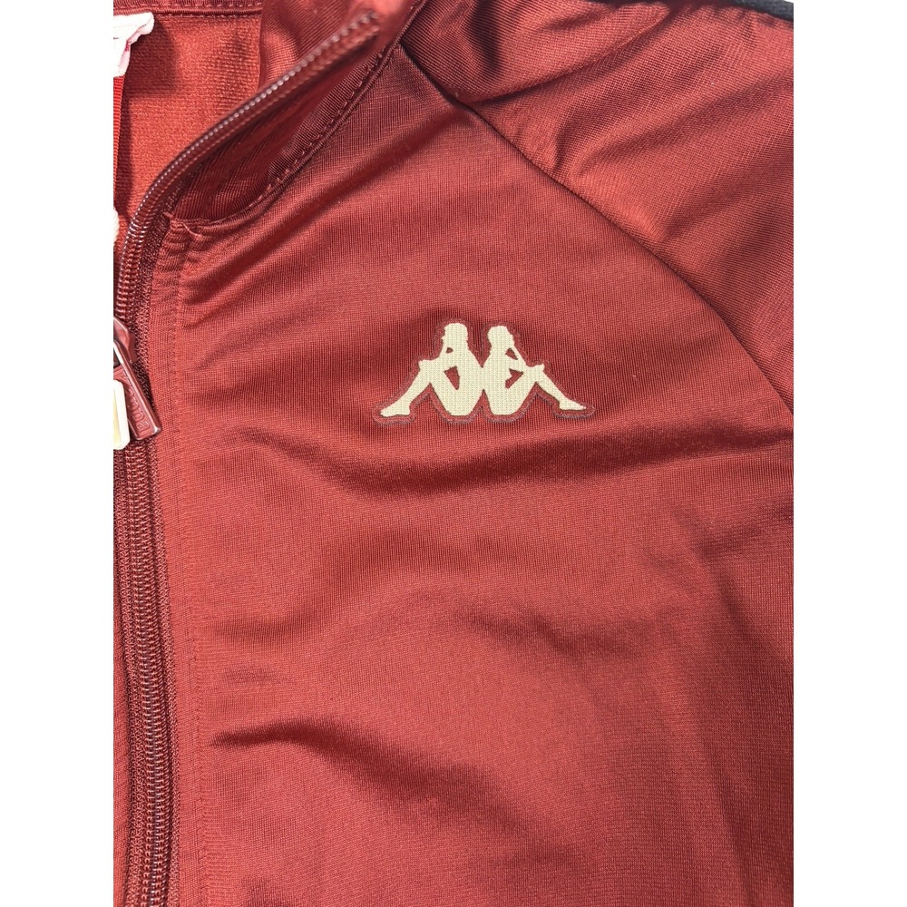 Vtg Kappa Track Jacket Y2K Blokecore Burgundy 12Y‎ Euro Soccer Logo Tape Zip Up - Picture 5 of 10